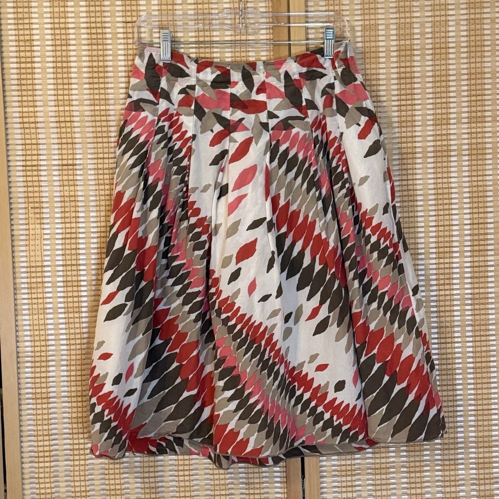 NIC and ZOE Womens 8 Skirt Silk Midi Aline Pleated Flared Lined Lagenlook Boho